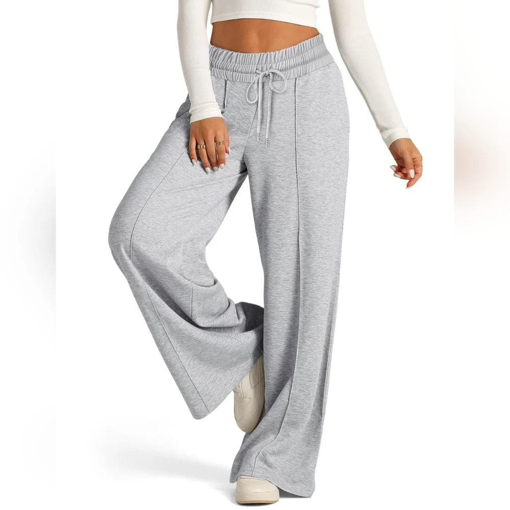 Women's Gray Wide-Leg Pants - Picture 4 of 6